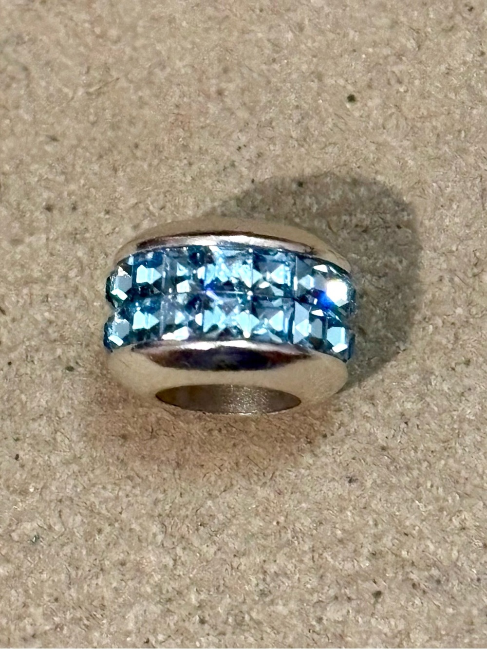 Brighton Spectrum Bead in Silver-Aqua Square light blue crystals w. Silver edges